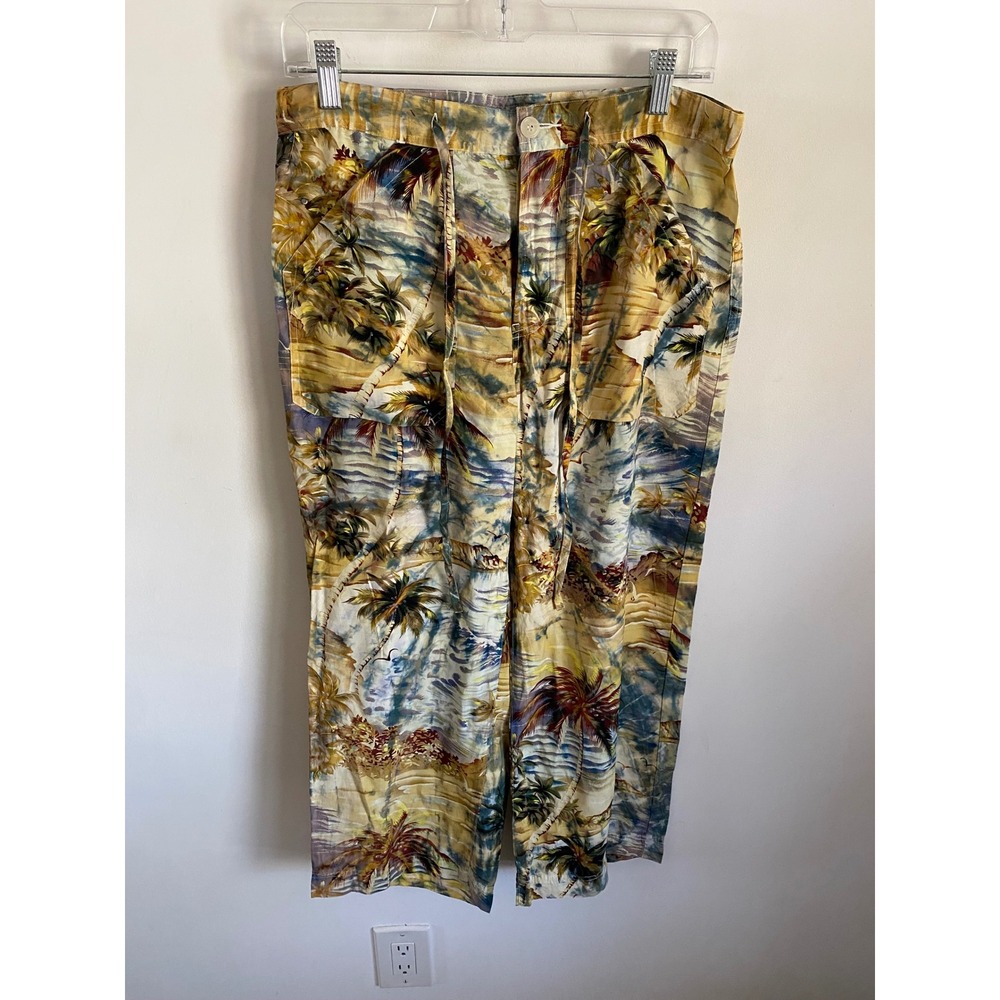 Lucky Beach Hula Wear Paradise Found Tropical Rayon Pants Drawstring M W3219